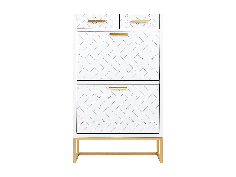 Sapateira com 2 gavetas e 2 portas, madeira e metal, 70x32x120h cm