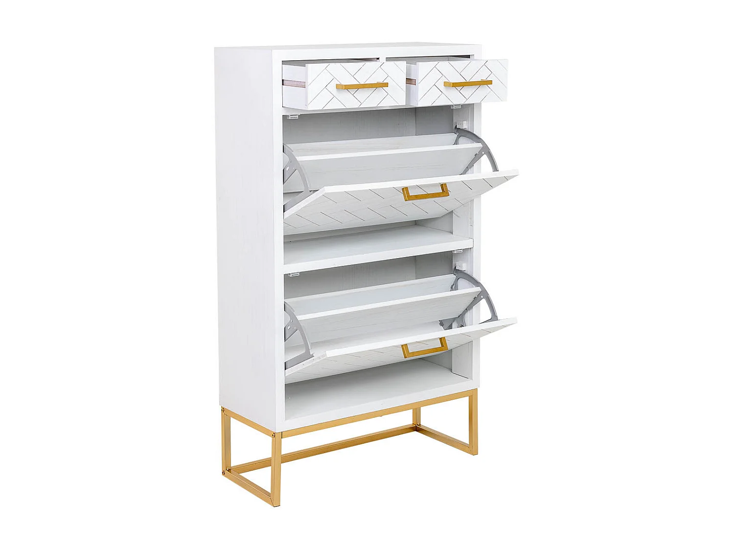 Sapateira com 2 gavetas e 2 portas, madeira e metal, 70x32x120h cm