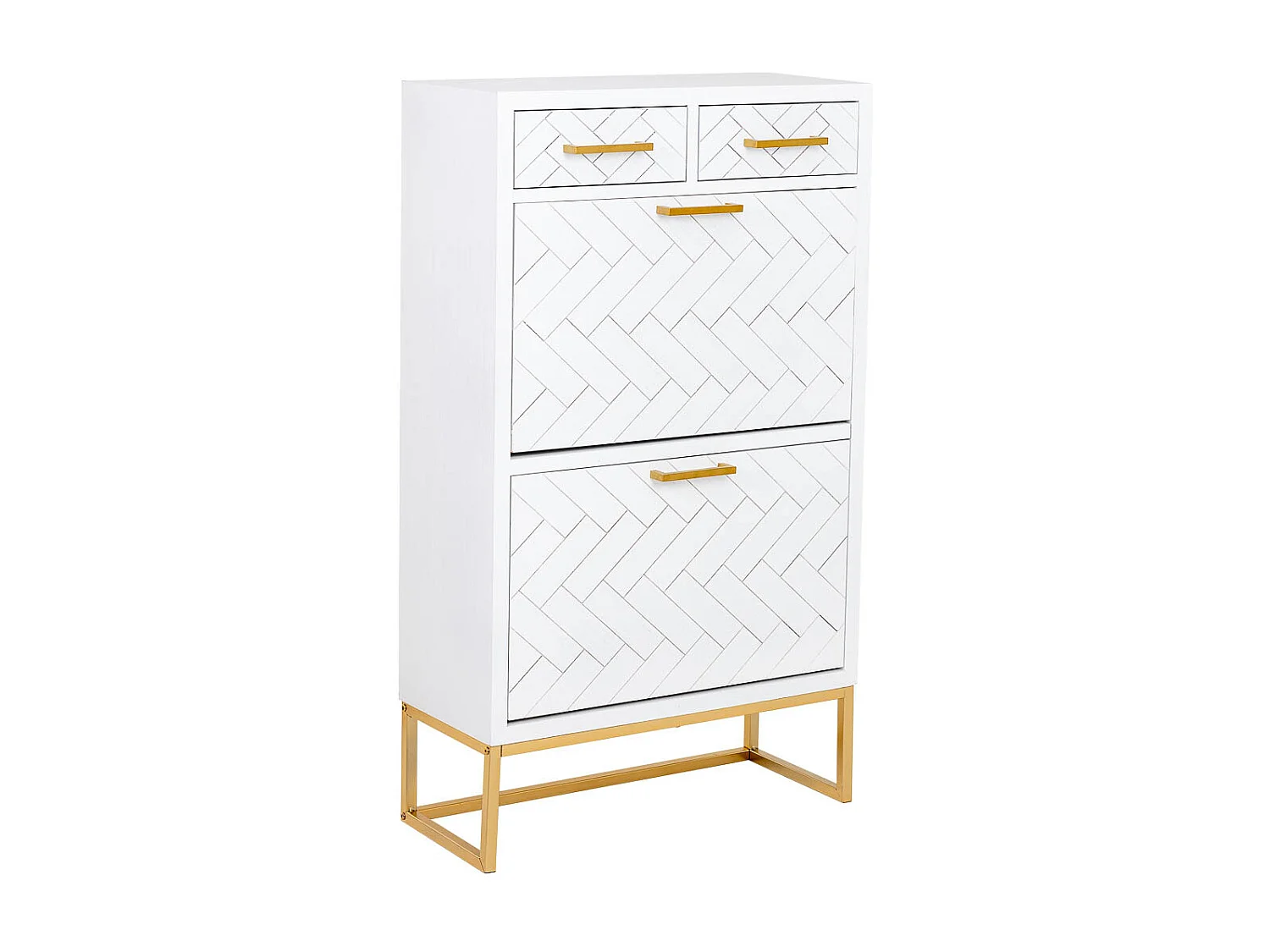 Sapateira com 2 gavetas e 2 portas, madeira e metal, 70x32x120h cm