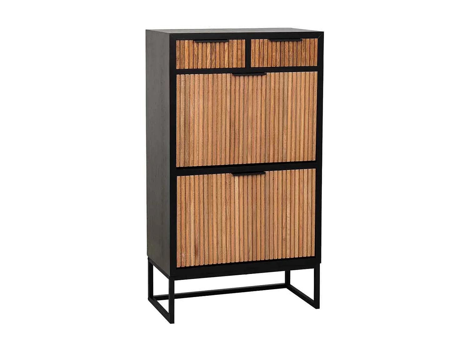 Sapateira com 2 gavetas e 2 portas, madeira e metal, 70x32x120h cm