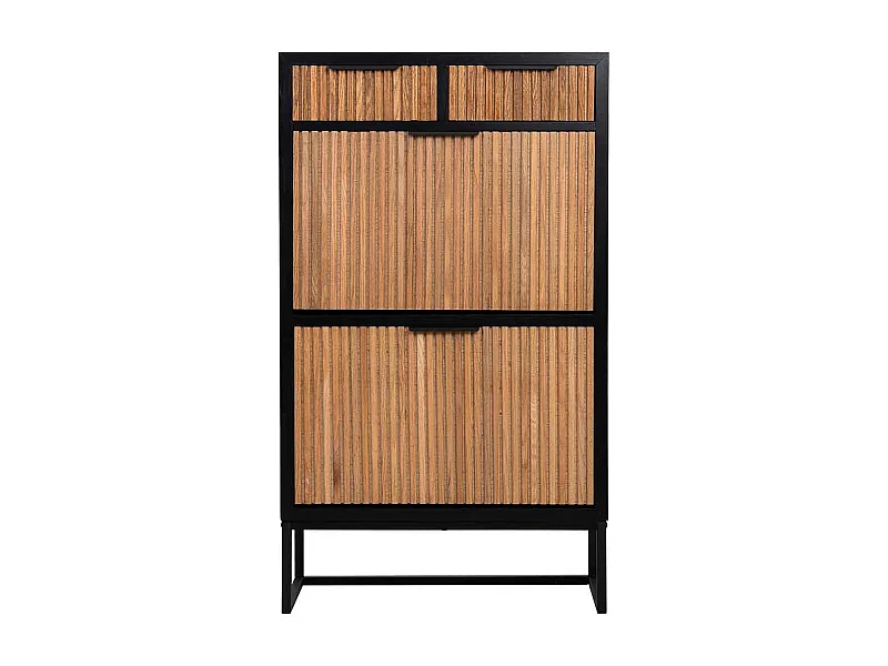 Sapateira com 2 gavetas e 2 portas, madeira e metal, 70x32x120h cm