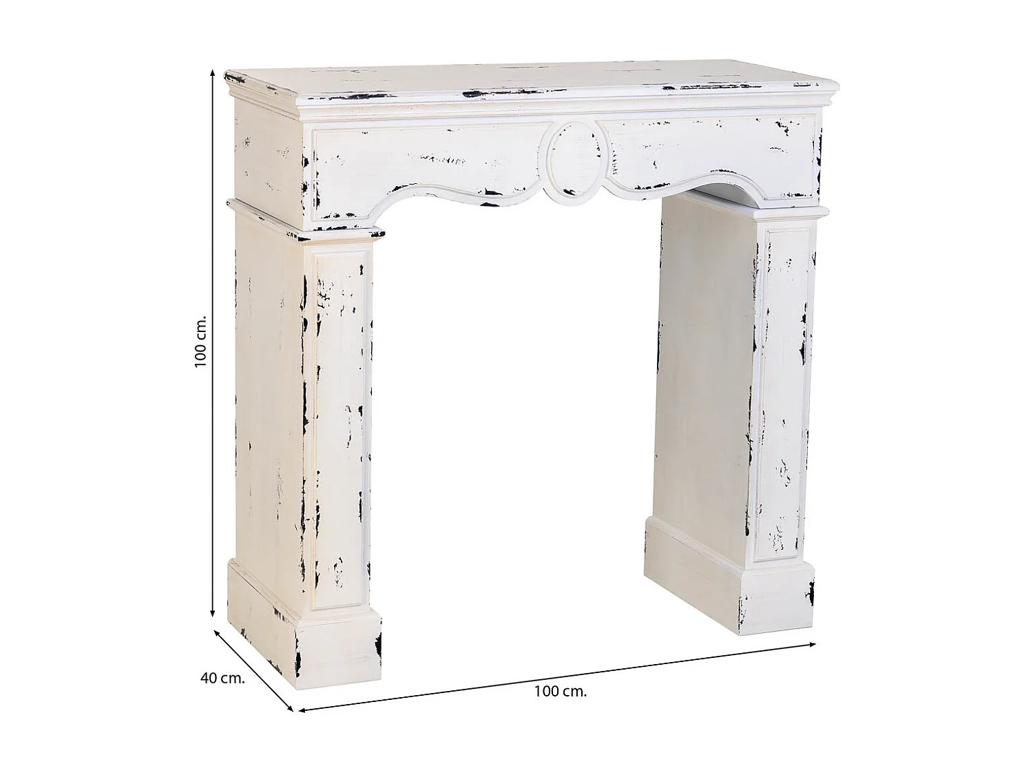 Moldura de lareira em madeira 100x40x100h cm