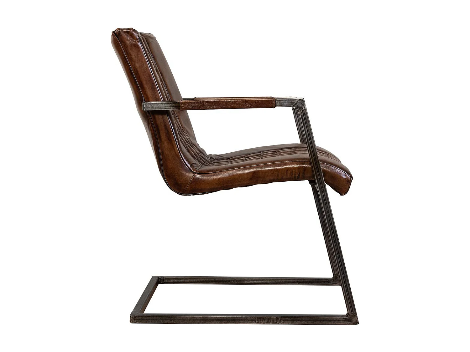 Brauner Stuhl aus Metall und Leder, 51x65x82H cm