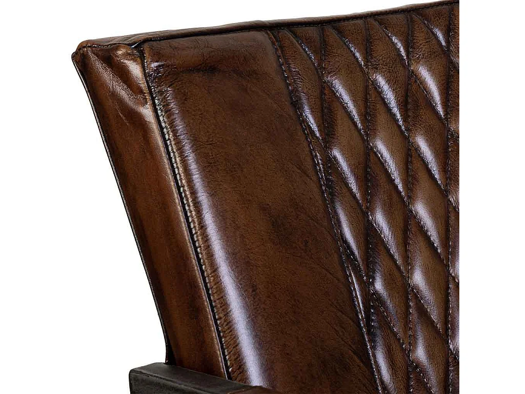 Brauner Stuhl aus Metall und Leder, 51x65x82H cm