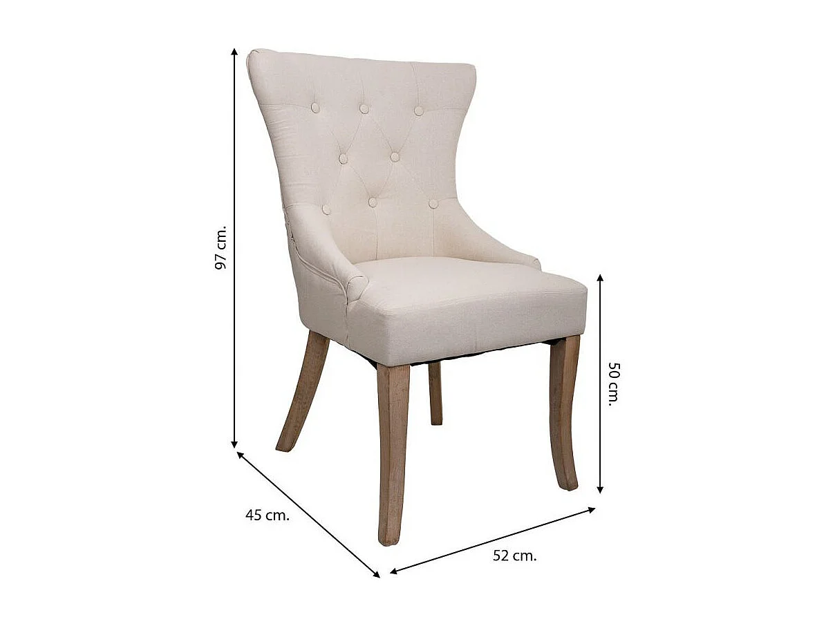 Chaise en bois tapissée couleur crème 52x45x50/97h
