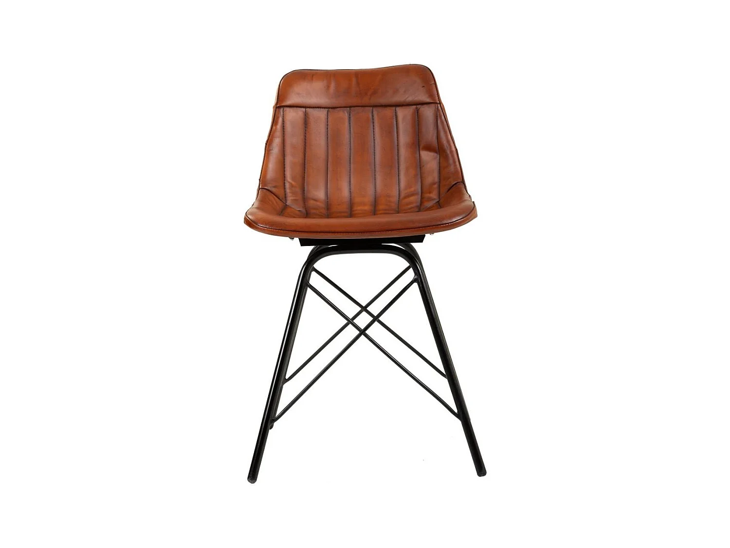 Chaise en métal et cuir marron 46x49x78,5h