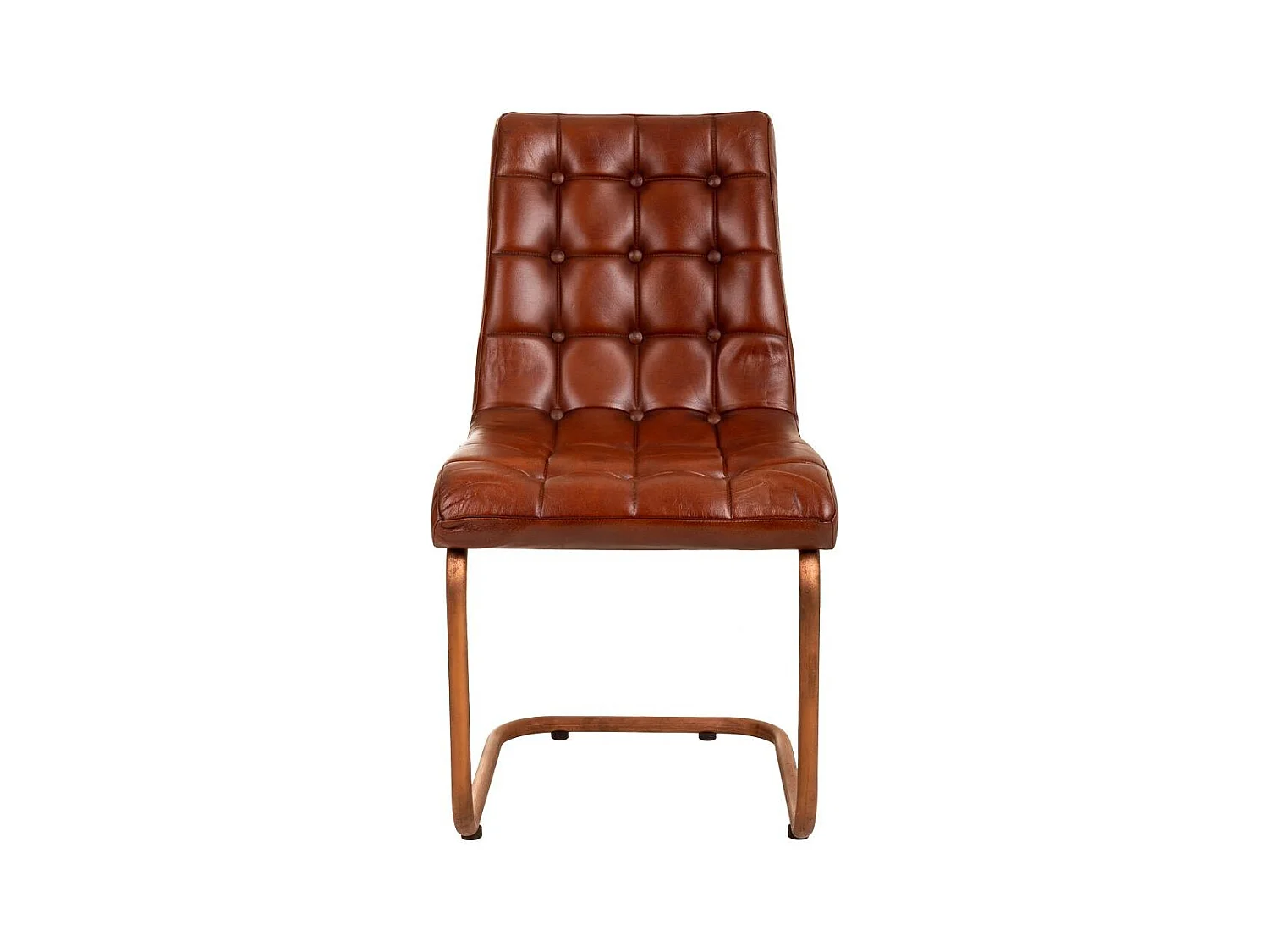 Chaise en métal et cuir marron 46x46x93h