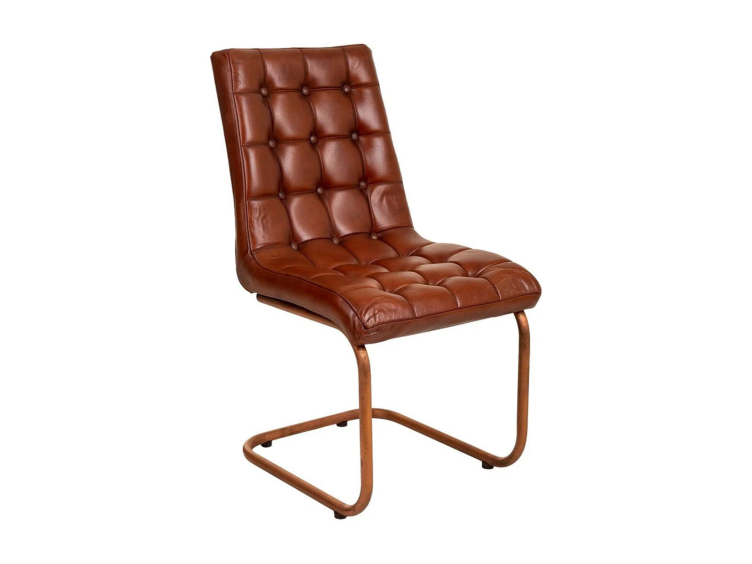 Silla de metal y piel marrón 46x46x93