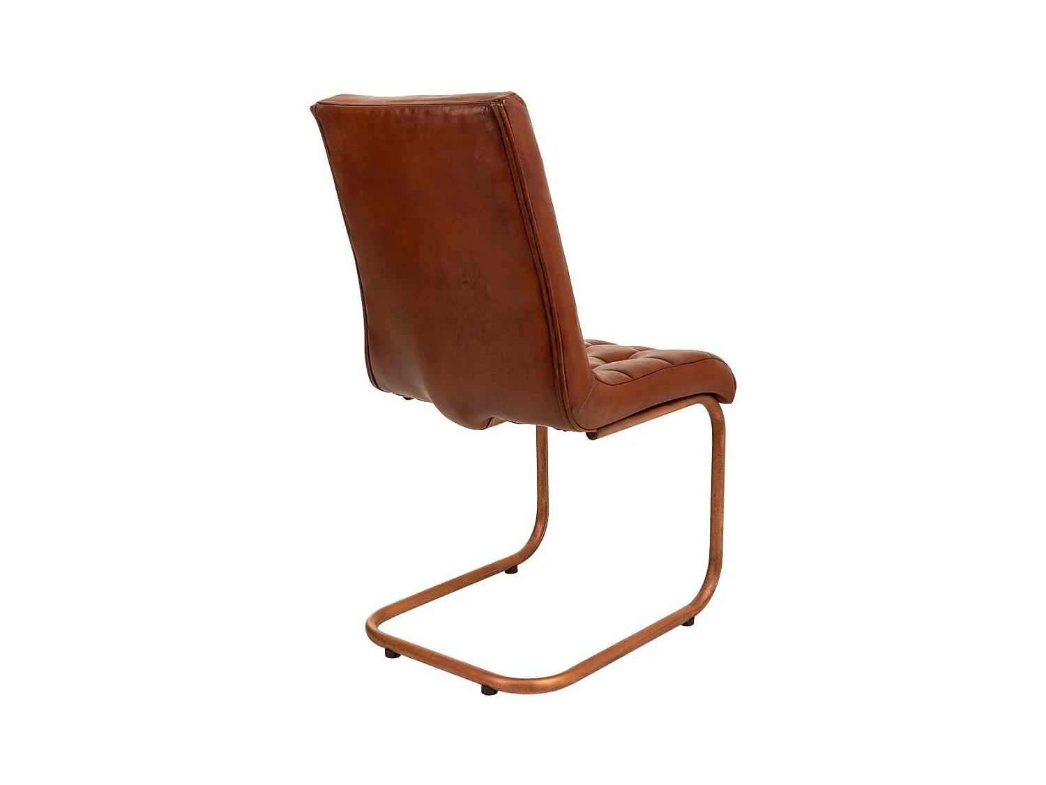 Silla de metal y piel marrón 46x46x93