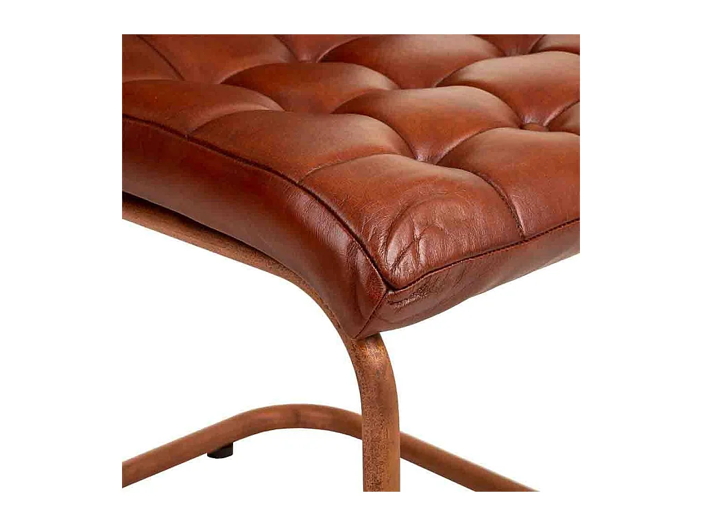 Silla de metal y piel marrón 46x46x93