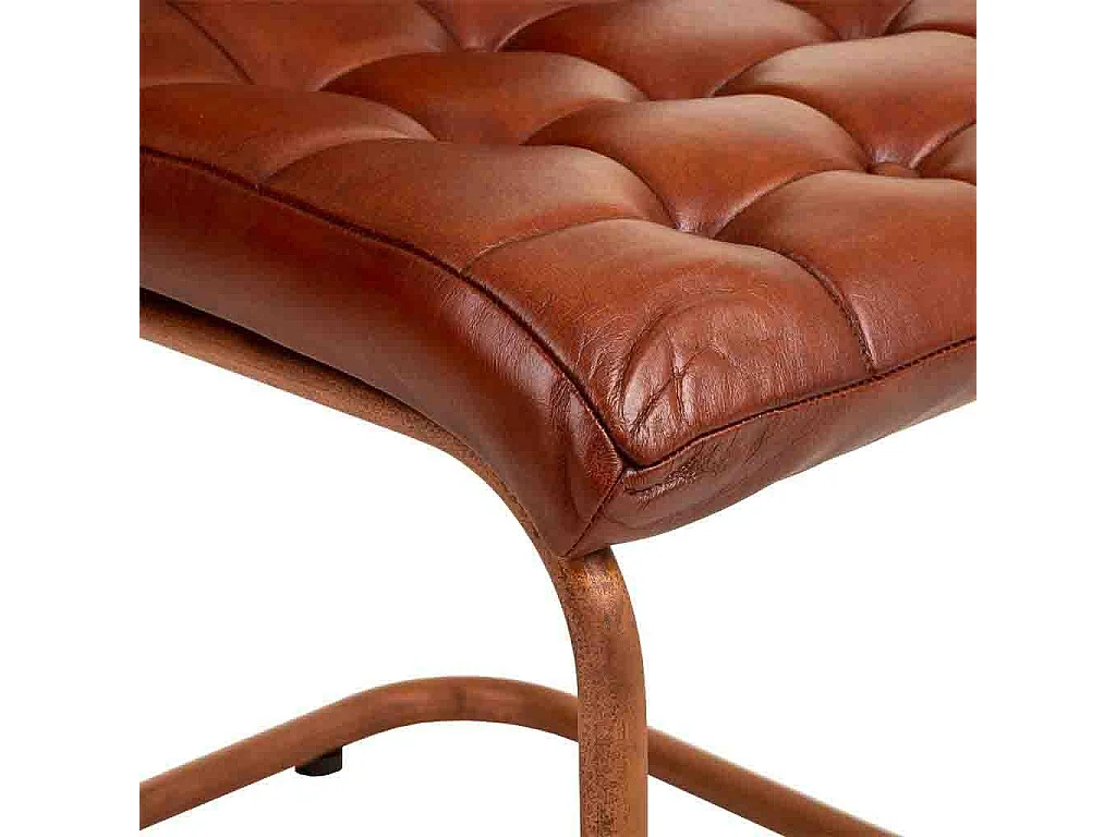 Stuhl aus Metall und braunem Leder, 46x46x93h cm