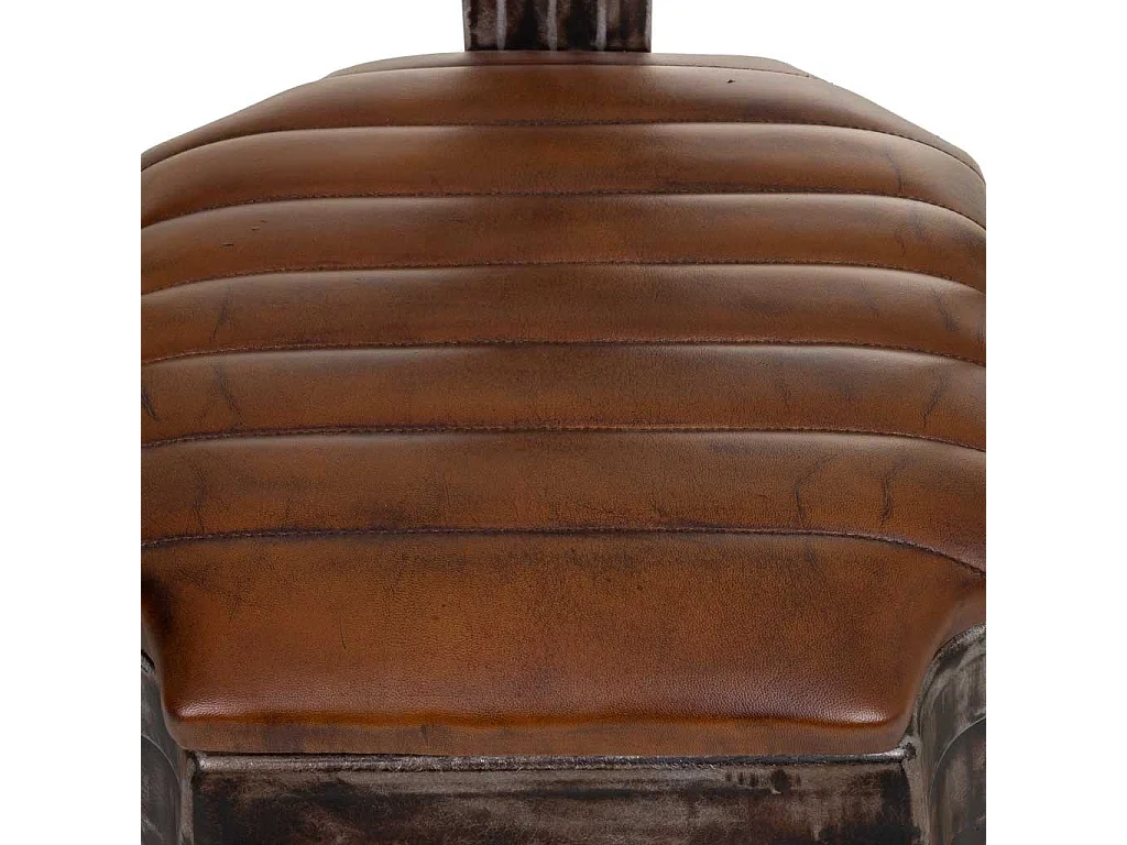 Cadeira de metal e couro marrom 39x52x84h cm