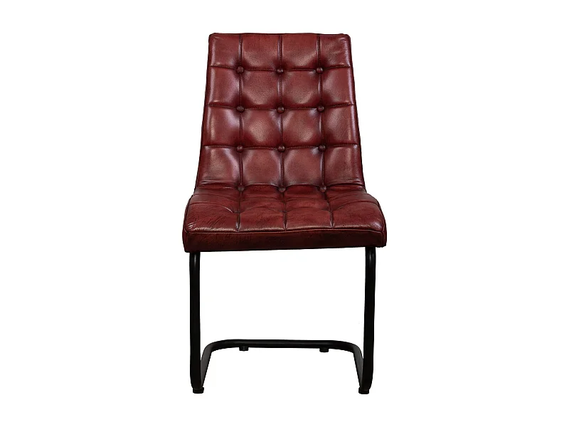 Cadeira estofada em pele castanha 41x50x94h cm