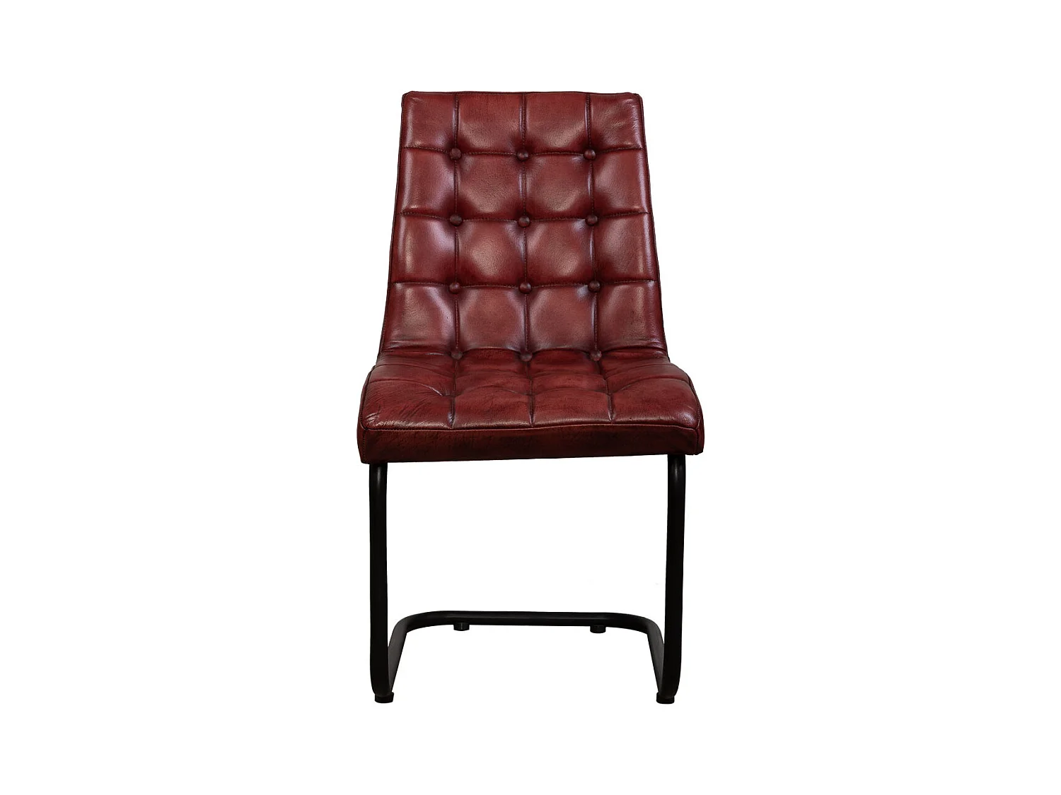 Sedia rivestita in pelle marrone 41x50x94h cm