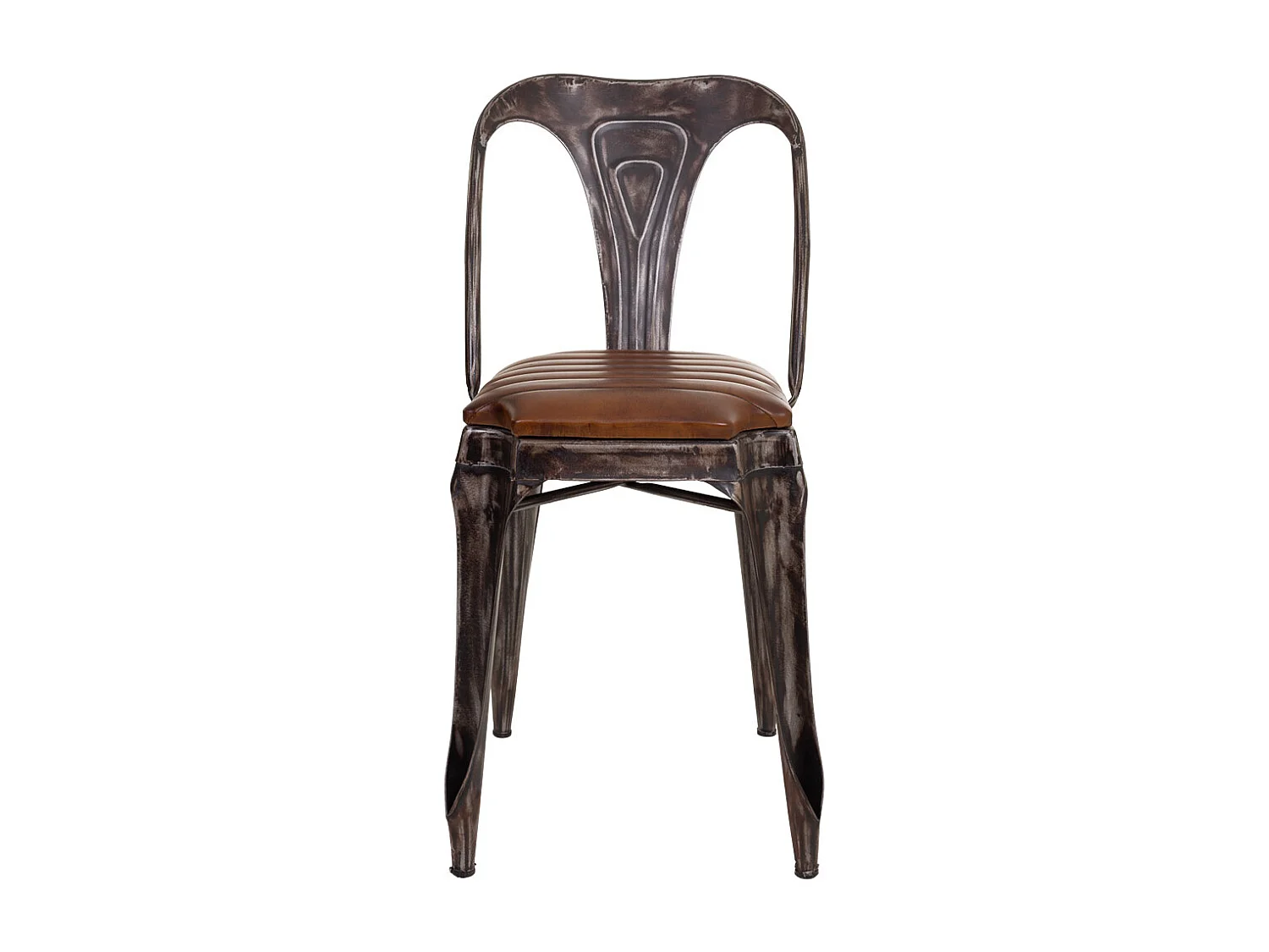 Chaise rembourrée en cuir marron 41x50x94h cm