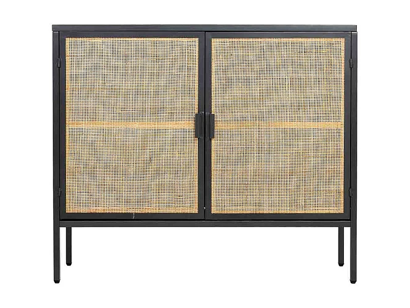 Credenza in metallo e legno 2 ante, nero 100x32x85h cm