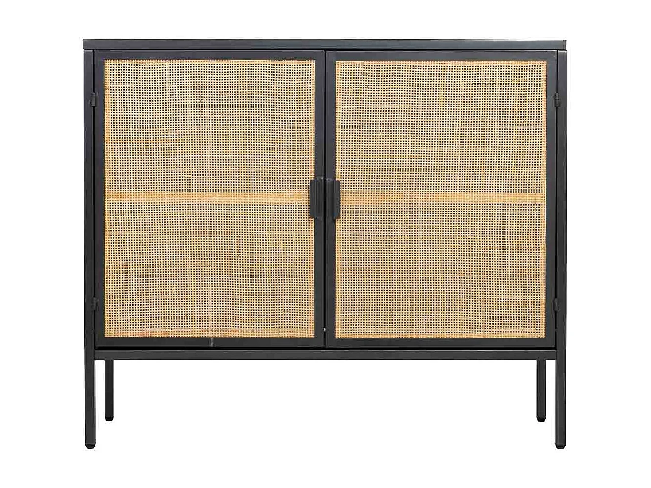 Credenza in metallo e legno 2 ante, nero 100x32x85h cm