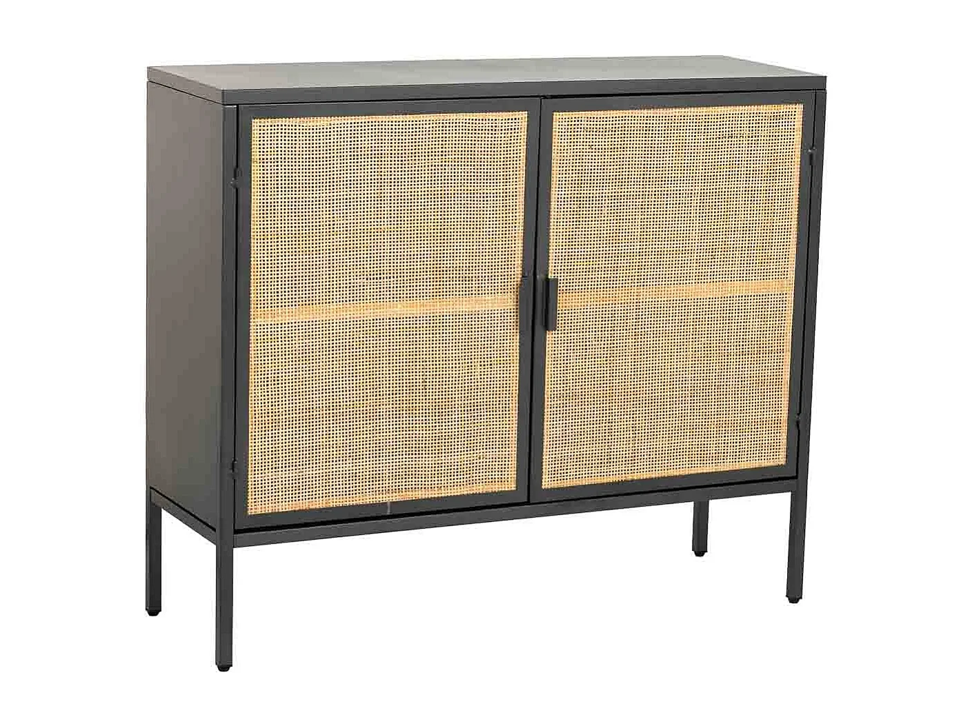Credenza in metallo e legno 2 ante, nero 100x32x85h cm