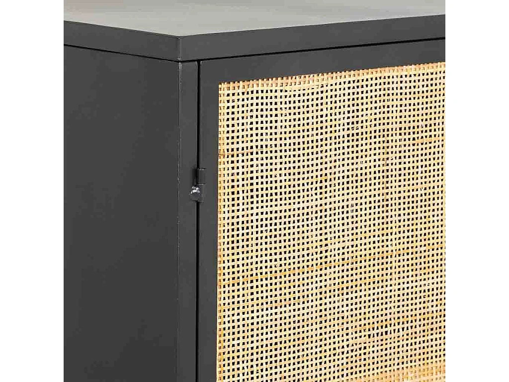 Credenza in metallo e legno 2 ante, nero 100x32x85h cm