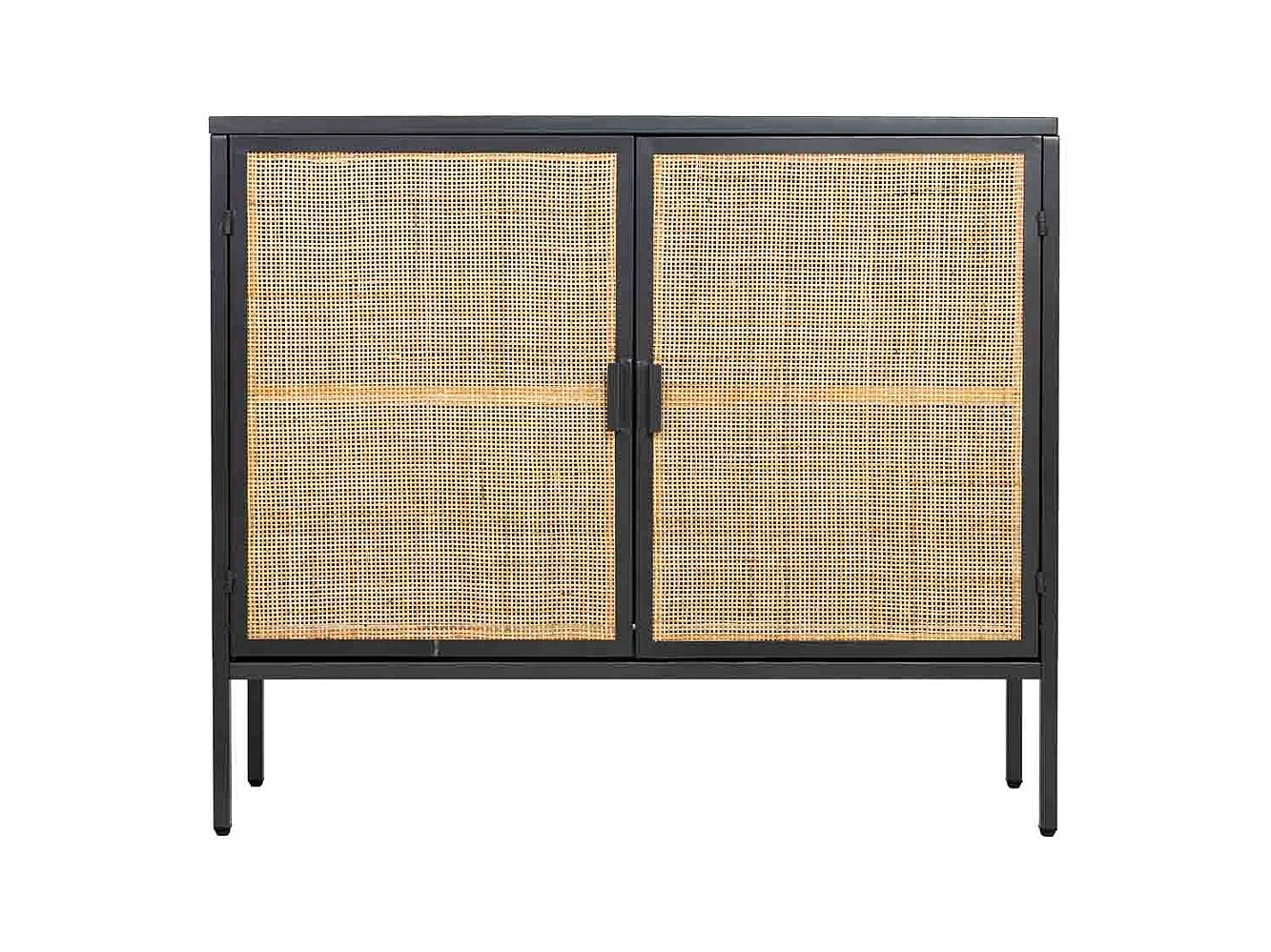 Buffet en métal et bois 2 portes, noir 100x32x85h cm