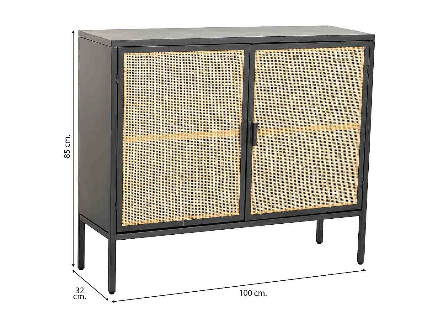 Credenza in metallo e legno 2 ante, nero 100x32x85h cm