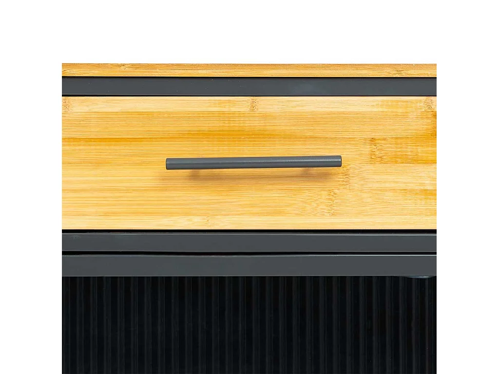 Credenza in vetro, metallo e legno 3 cassetti nero 120x35x79,5h cm
