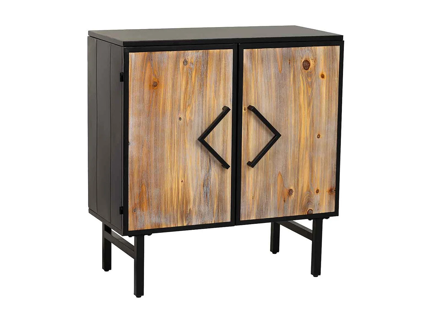 Credenza in metallo e legno 2 ante, nero 75x35x81h cm