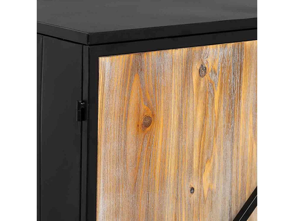 Credenza in metallo e legno 2 ante, nero 75x35x81h cm