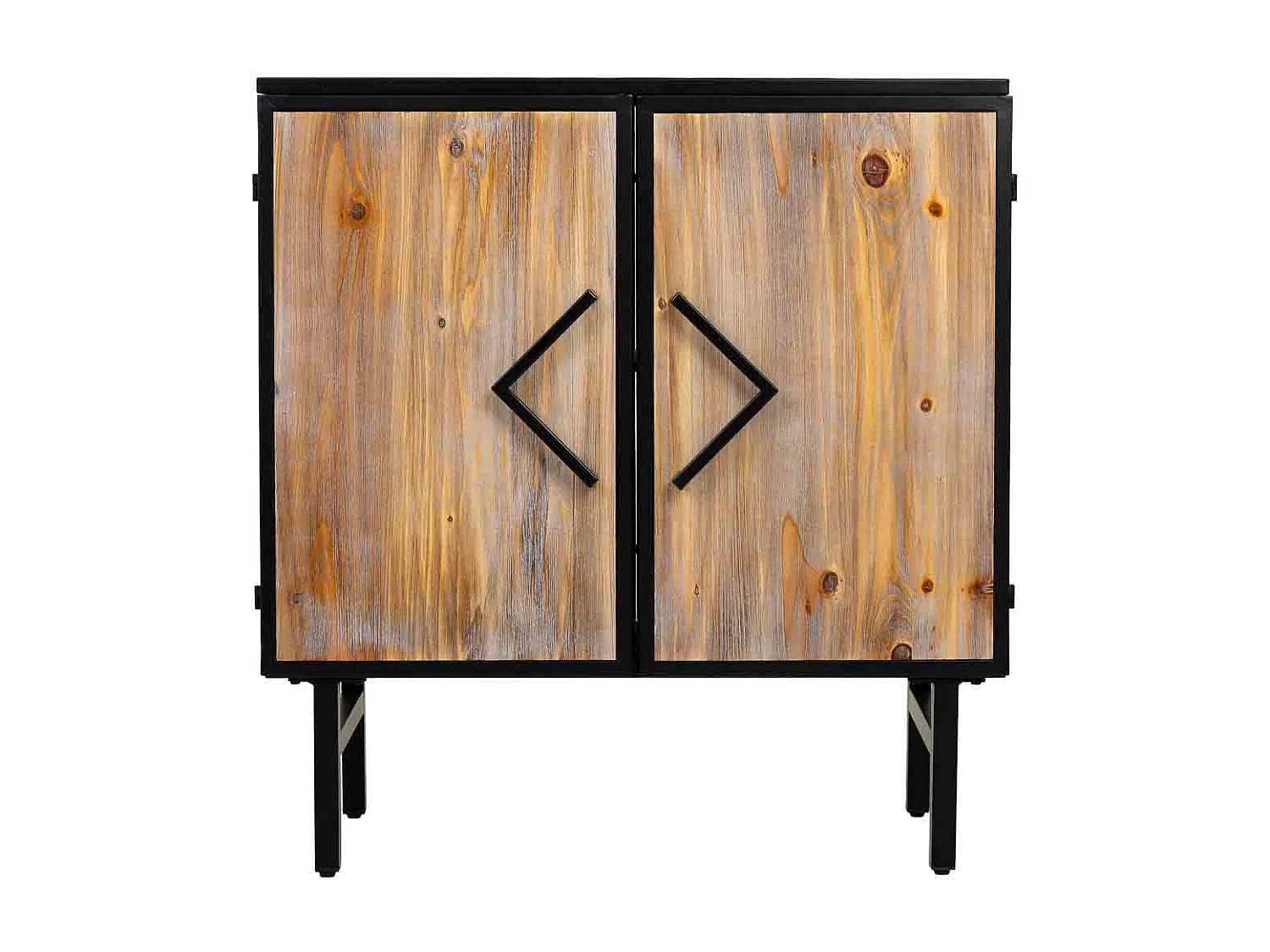 Aparador metal e madeira 2 portas, preto 75x35x81h cm