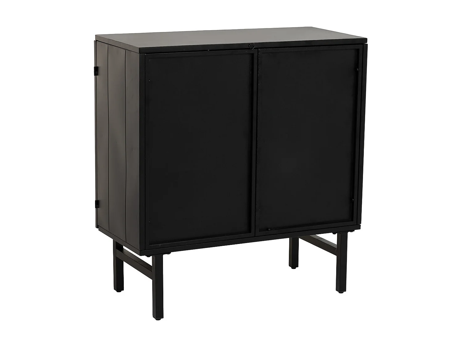 Aparador metal e madeira 2 portas, preto 75x35x81h cm