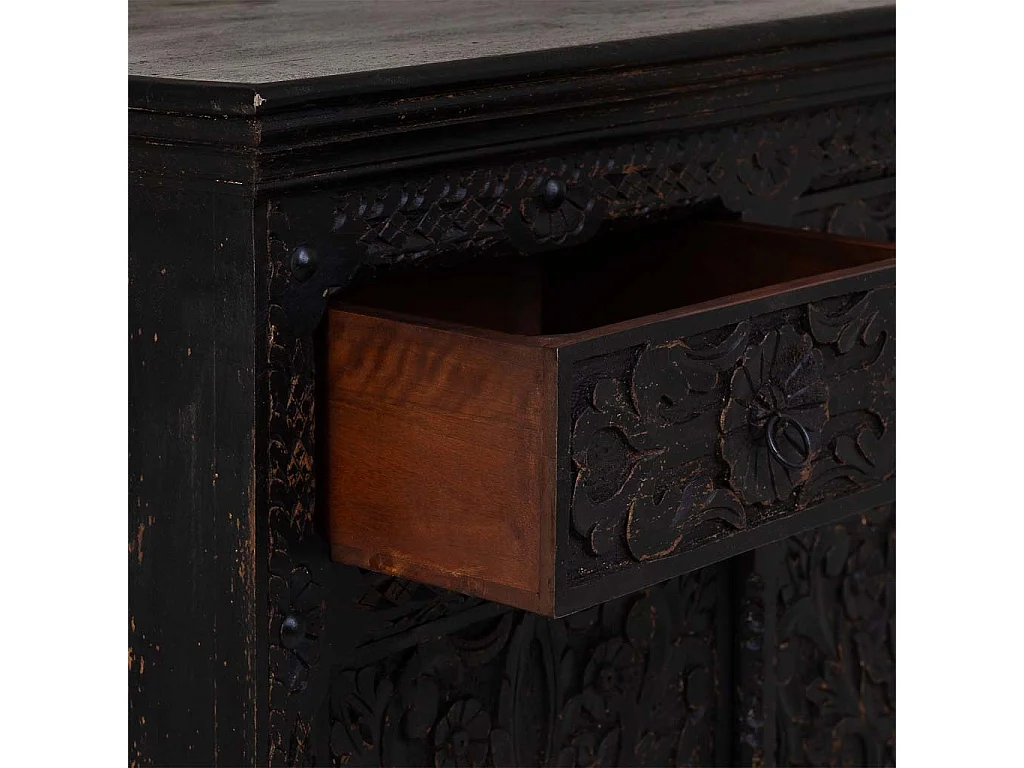 Aparador artesanal em madeira com 3 gavetas e 3 portas 147x45x96h cm