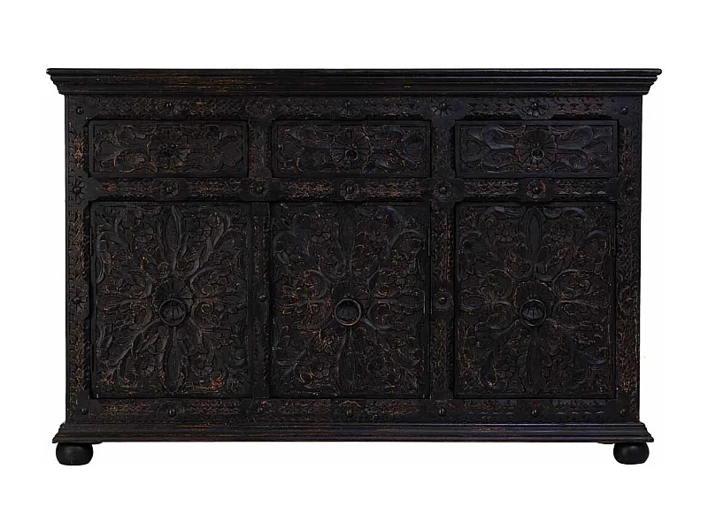 Credenza artigianale in legno con 3 cassetti e 3 ante 147x45x96h cm