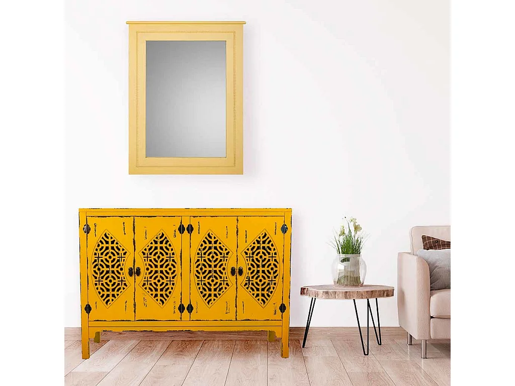 Buffet en bois jaune 120x40x86,5