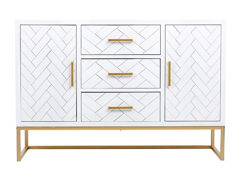 Aparador com 3 gavetas e 2 portas em madeira e metal 120x40,5x81h cm