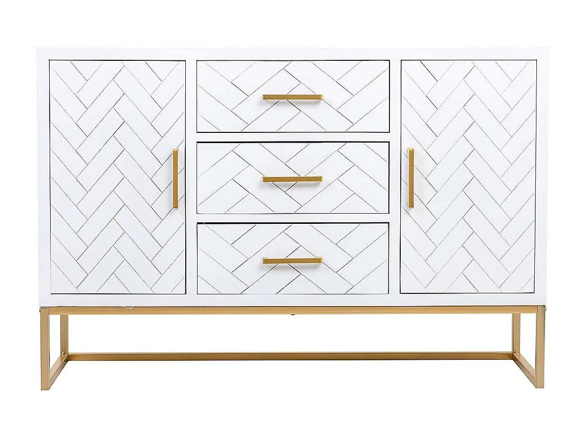 Buffet avec 3 tiroirs et 2 portes en bois et métal 120x40,5x81h cm