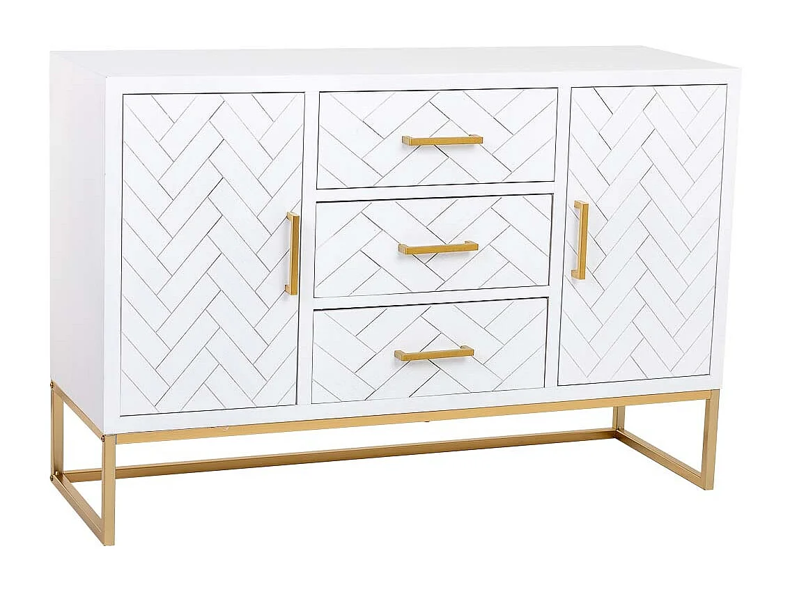 Buffet avec 3 tiroirs et 2 portes en bois et métal 120x40,5x81h cm