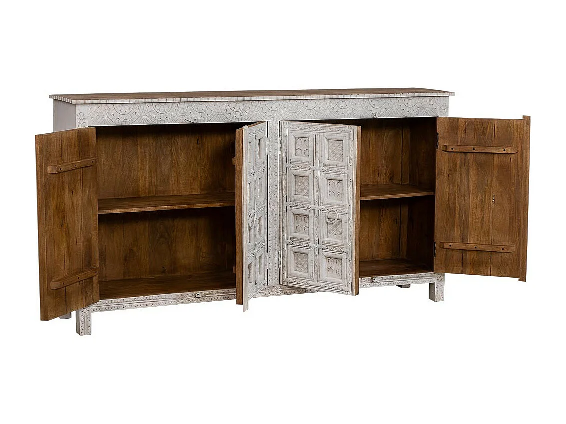 Credenza in legno bianco 186x40x102h