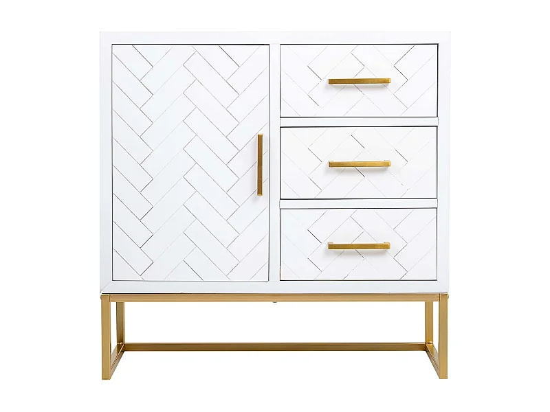 Aparador com 1 porta e 3 gavetas em madeira e metal 80x34x80h cm