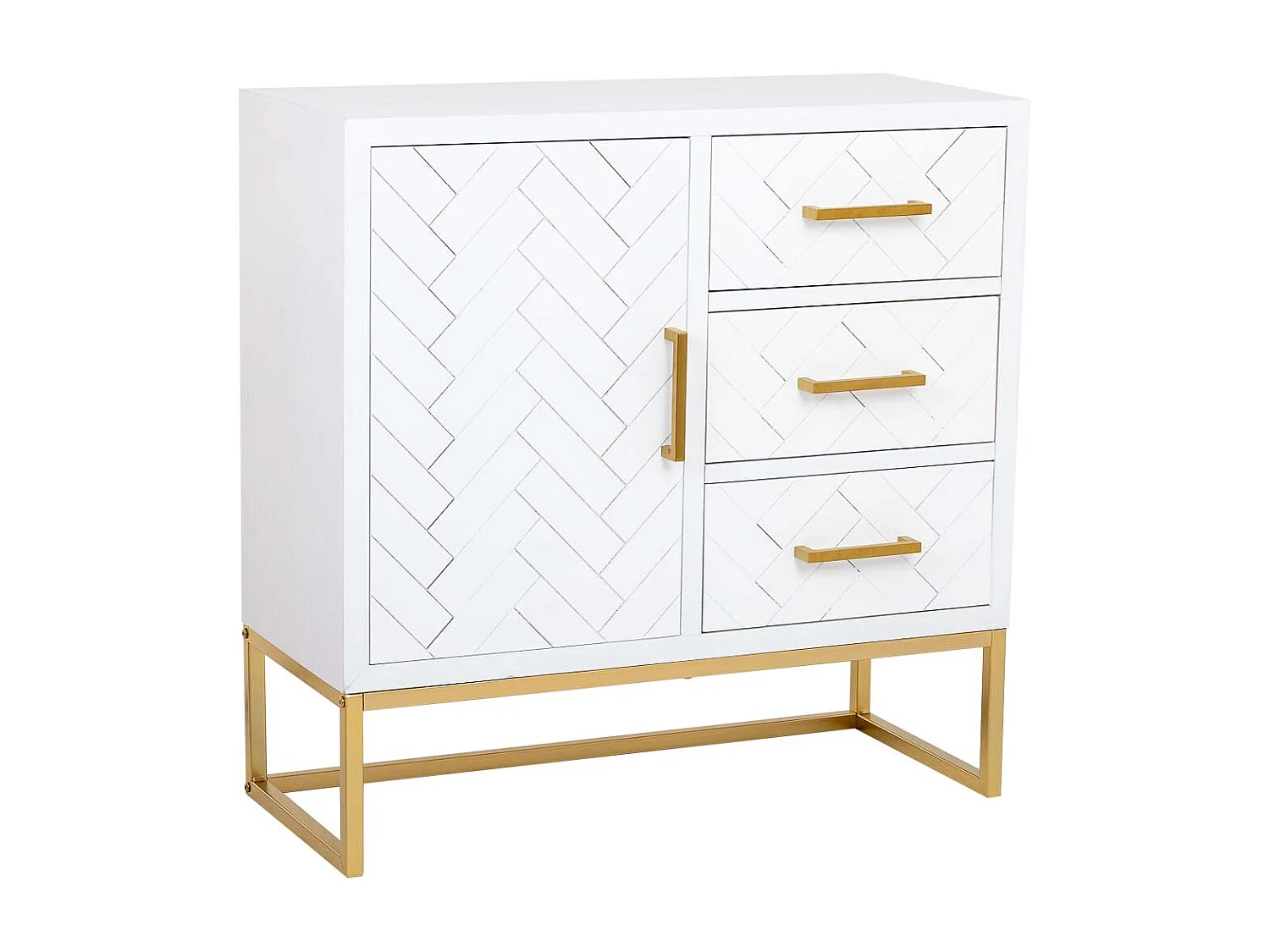 Aparador com 1 porta e 3 gavetas em madeira e metal 80x34x80h cm