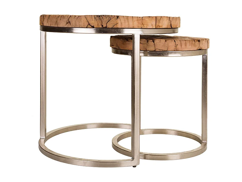 Set di 2 tavolini in legno marrone