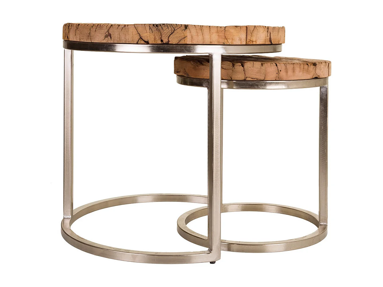 Set 2 mesas auxiliares de madera marrones