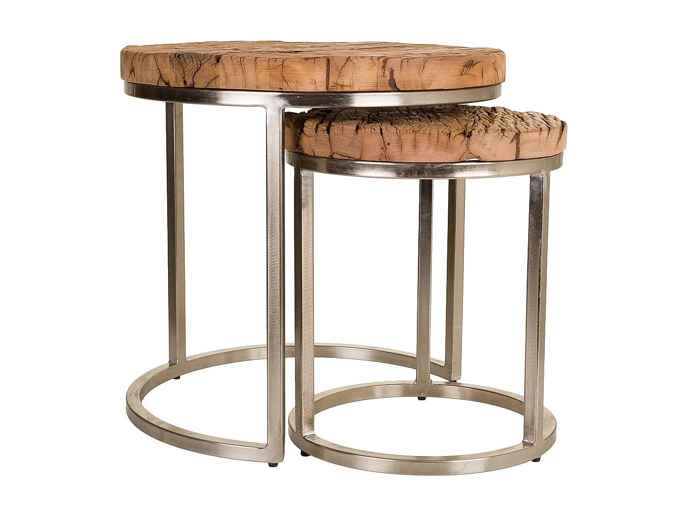 Set 2 mesas auxiliares de madera marrones