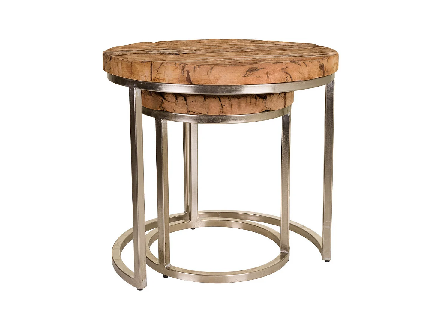 Set 2 mesas auxiliares de madera marrones