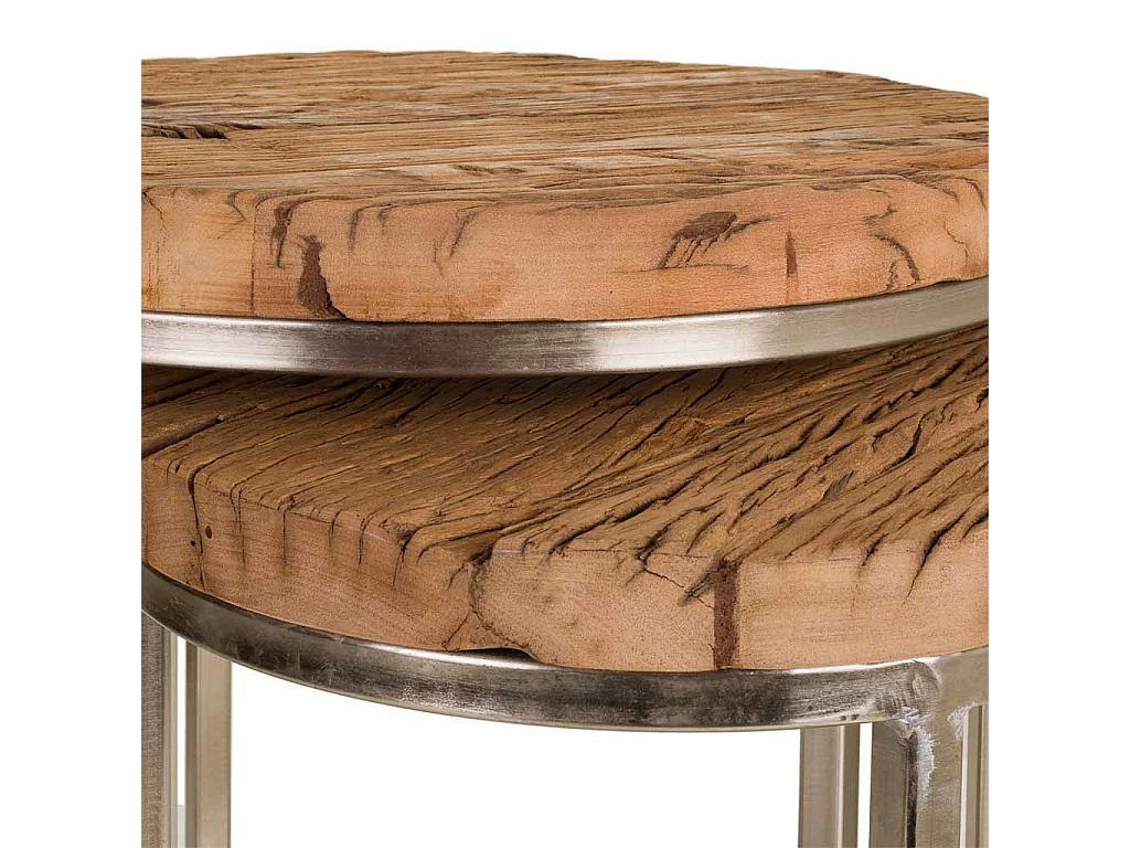 Set 2 mesas auxiliares de madera marrones