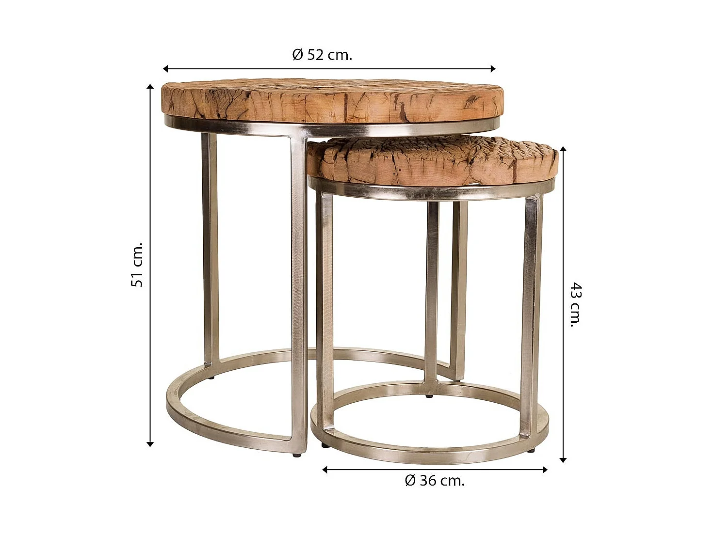 Set 2 mesas auxiliares de madera marrones