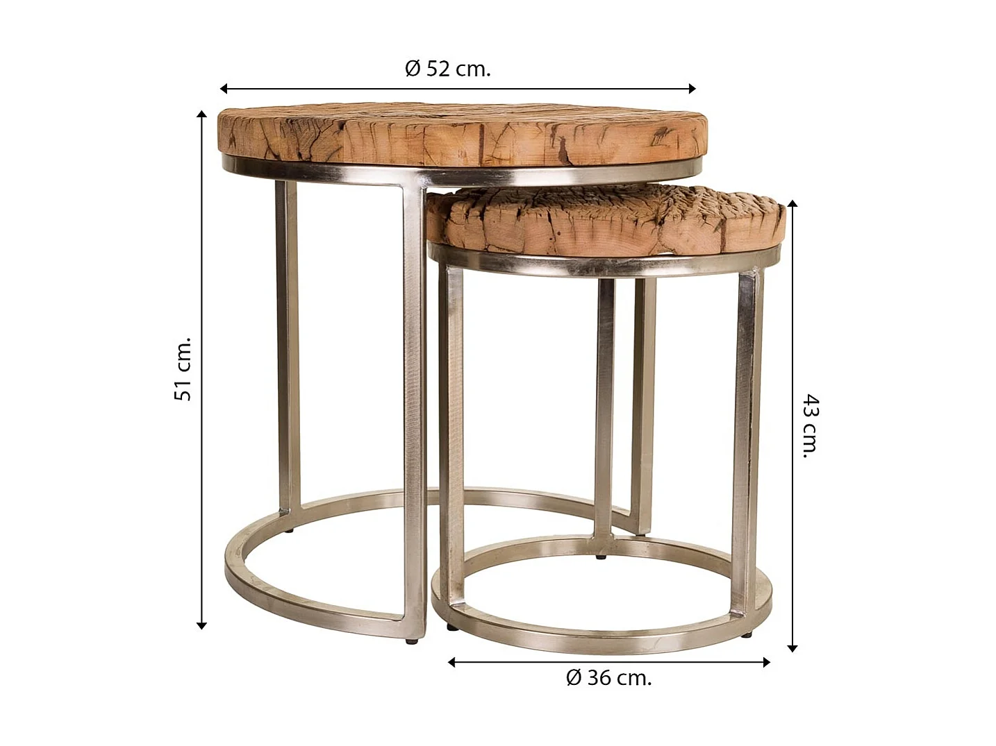 Set 2 mesas auxiliares de madera marrones