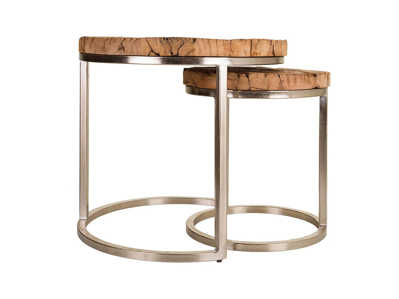 Ensemble de 2 tables d'appoint en bois marron