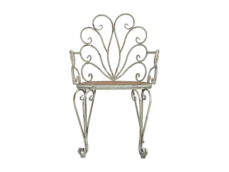 Poltrona de madeira e metal acabamento envelhecido 62x56x97h cm