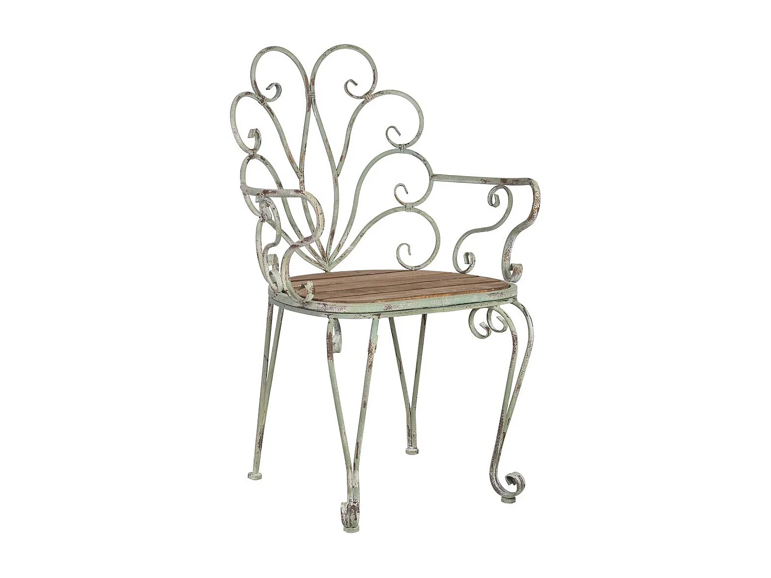 Fauteuil en bois et métal finition vieillie 62x56x97h cm