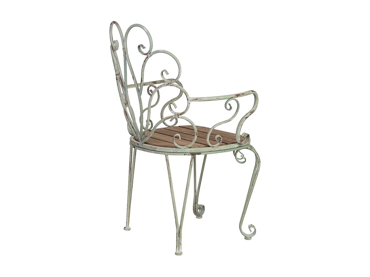 Fauteuil en bois et métal finition vieillie 62x56x97h cm